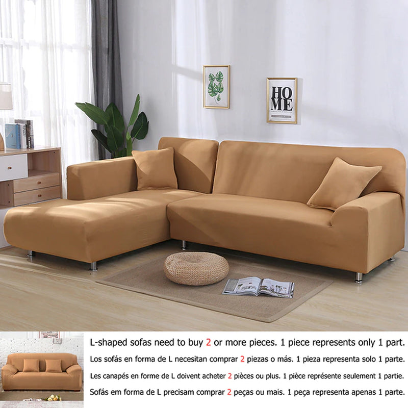 Solid Color 1/2/3/4 Seat Sofa Cover Stretch Milk Silk Fabric Couch Covers for Living Room Sectional Corner Settee Slipcovers 1PC