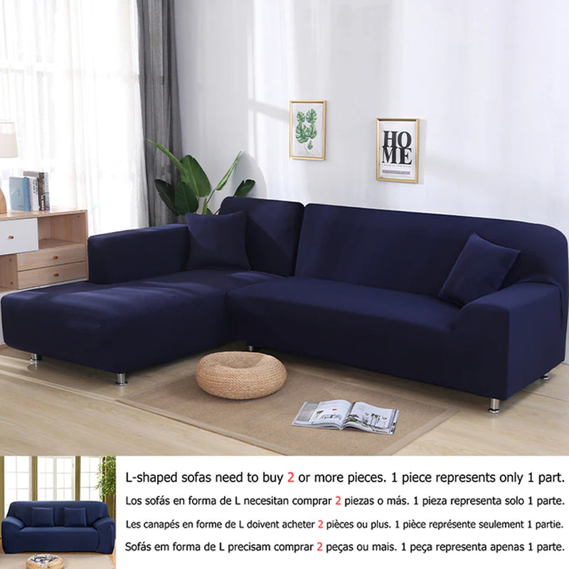 Solid Color 1/2/3/4 Seat Sofa Cover Stretch Milk Silk Fabric Couch Covers for Living Room Sectional Corner Settee Slipcovers 1PC