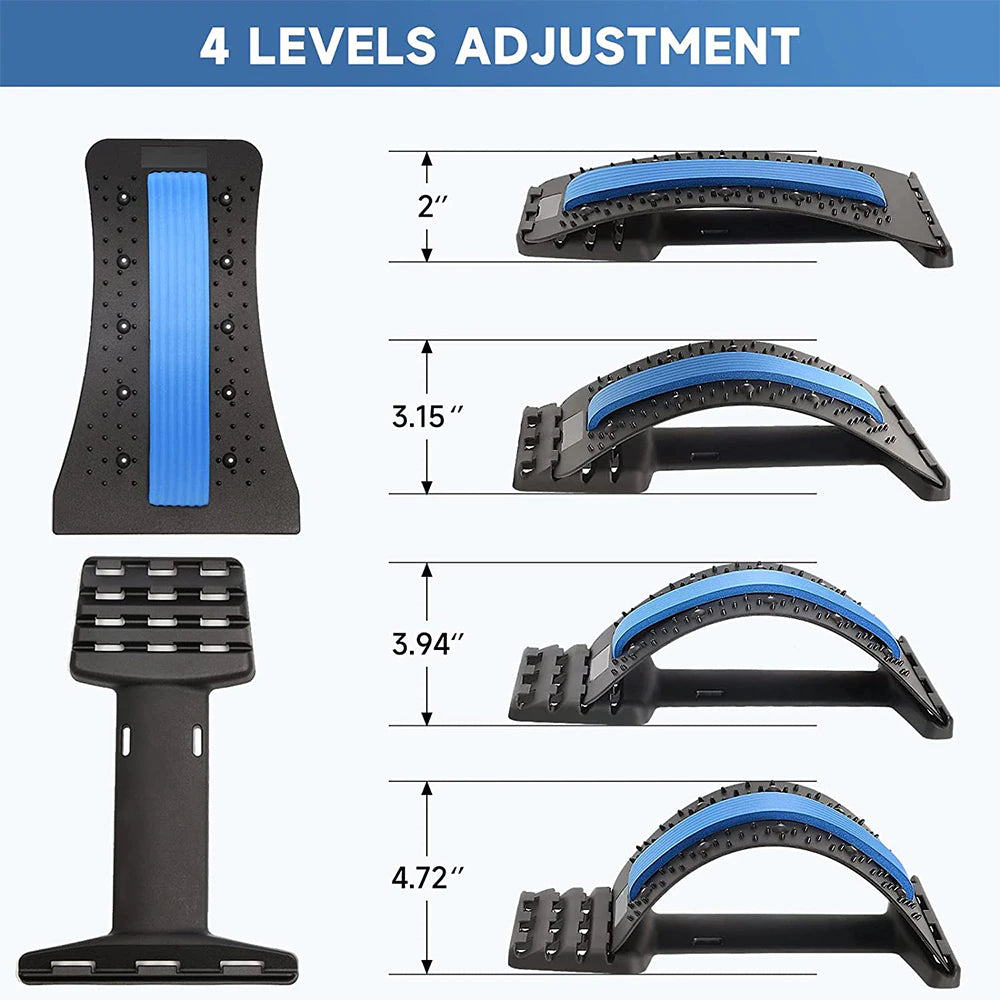 Adjustable Back Stretcher and Cracker with Magnetic Therapy - 4 Level Spine Board for Shoulder and Back Pain Relief