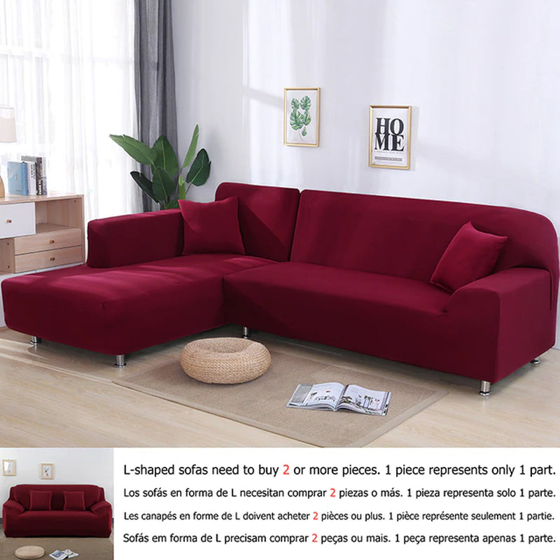 Solid Color 1/2/3/4 Seat Sofa Cover Stretch Milk Silk Fabric Couch Covers for Living Room Sectional Corner Settee Slipcovers 1PC