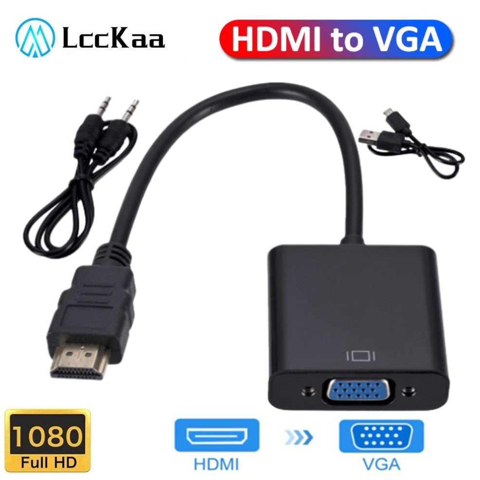 HD 1080P HDMI to VGA Converter with Audio and Power Supply