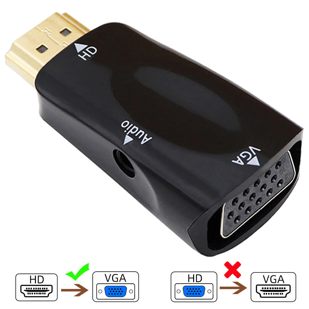 HDMI to VGA Cable Converter Adapter with 3.5mm Audio Jack