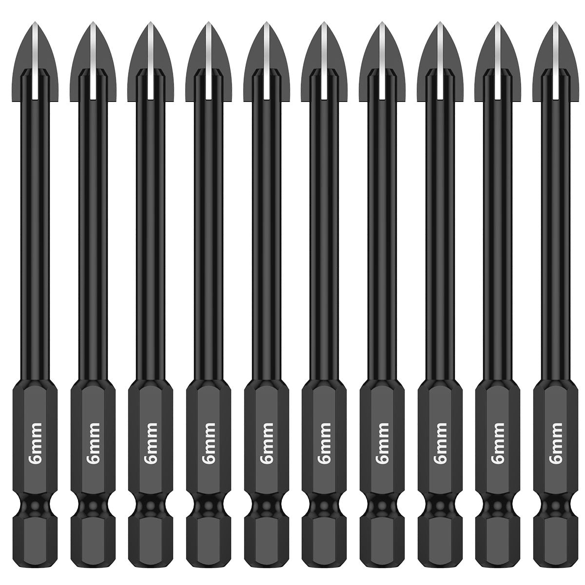 Hexagonal Cross Drill Bit Set - 10 Pcs 6mm