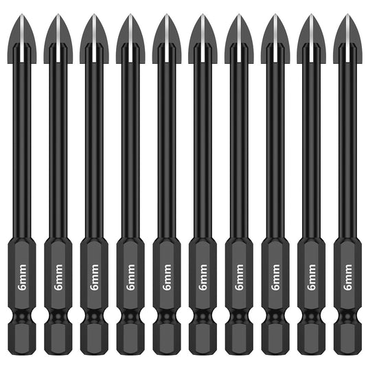 Hexagonal Cross Drill Bit Set - 10 Pcs 6mm