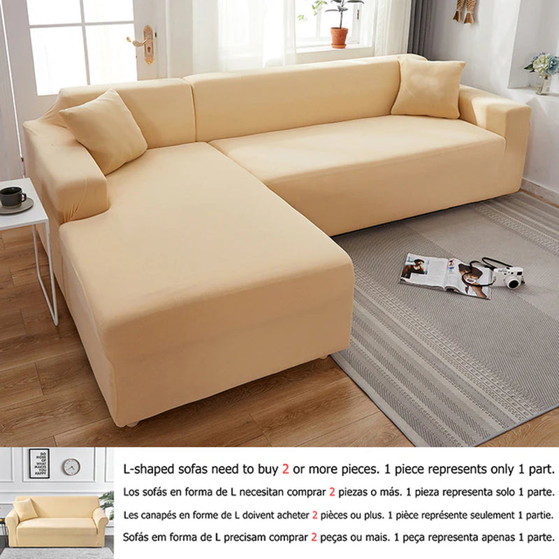 Solid Color 1/2/3/4 Seat Sofa Cover Stretch Milk Silk Fabric Couch Covers for Living Room Sectional Corner Settee Slipcovers 1PC