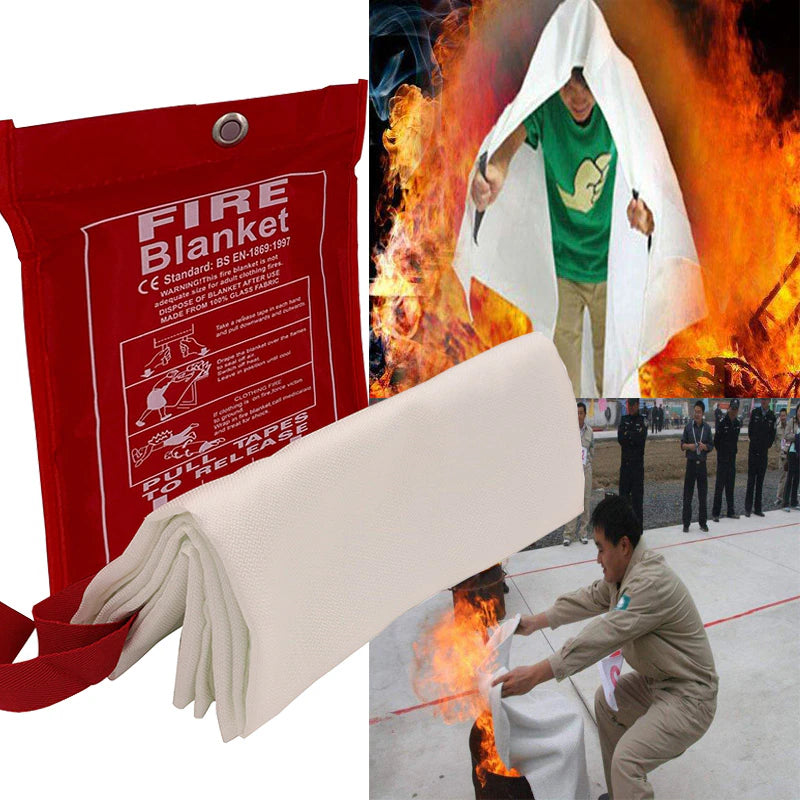 1M X 1M Fiberglass Safety Fire Blanket - Emergency Survival Flame Retardant Protection for Kitchen and More