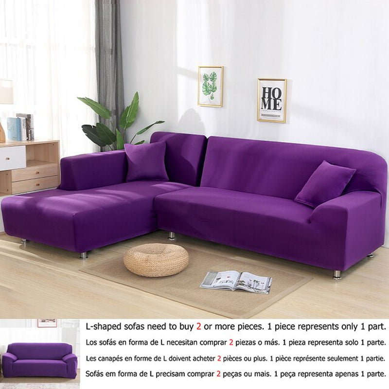 Solid Color 1/2/3/4 Seat Sofa Cover Stretch Milk Silk Fabric Couch Covers for Living Room Sectional Corner Settee Slipcovers 1PC