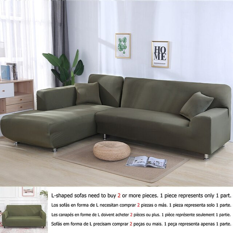 Solid Color 1/2/3/4 Seat Sofa Cover Stretch Milk Silk Fabric Couch Covers for Living Room Sectional Corner Settee Slipcovers 1PC