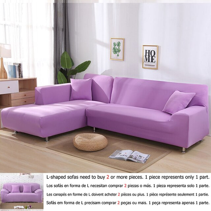 Solid Color 1/2/3/4 Seat Sofa Cover Stretch Milk Silk Fabric Couch Covers for Living Room Sectional Corner Settee Slipcovers 1PC